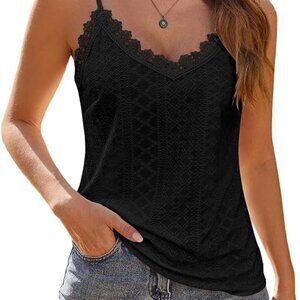 Camisole for Women V Neck Spaghetti Strap Sleeveless Loose Fit - Size L